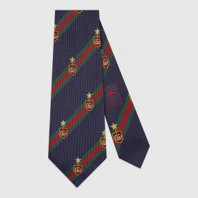 古驰/Gucci 织带纹章真丝领带 521716 4B744 4166