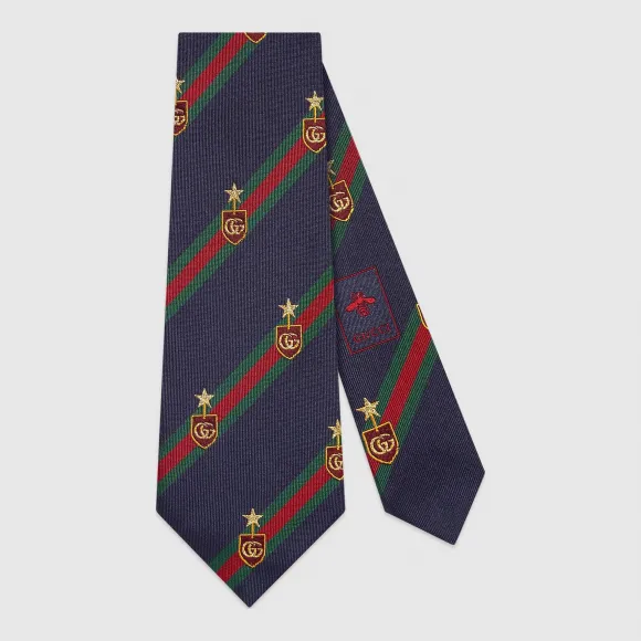 古驰/Gucci 织带纹章真丝领带 521716 4B744 4166
