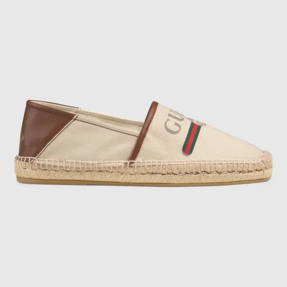 古驰/Gucci Gucci标识帆布草编鞋 523203 9SJ10 9075