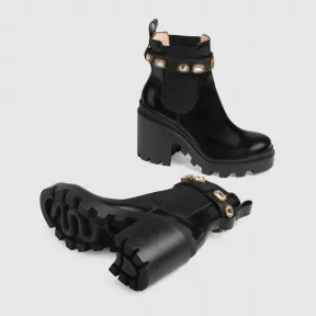 古驰/Gucci 饰带皮革踝靴 550044_DKS00_1000