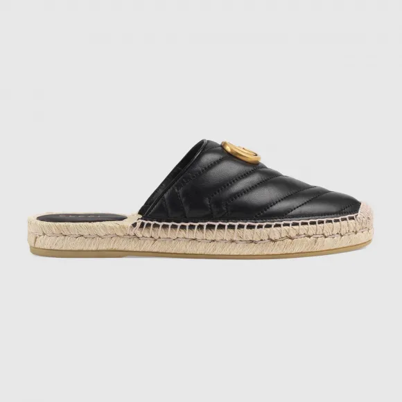 古驰/Gucci 双G皮革草编鞋 551881_BKO00_1000