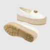 古驰/Gucci 双 G V 型皮革草编鞋 551884_BKO00_9014