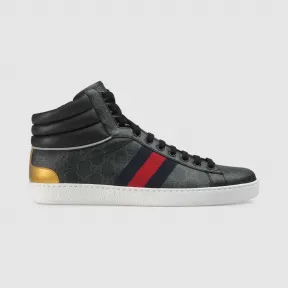 古驰/Gucci Ace系列男士GG高帮运动鞋 555197-92T20-1140