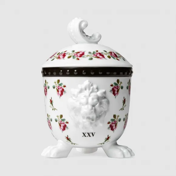 古驰/Gucci Mehen香型饰玫瑰印花狮子烛台 561584-ZACCX-9586