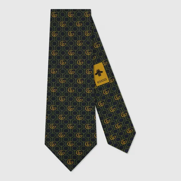 古驰/Gucci 双 G 马衔扣链真丝领带 571786 4E005 4075
