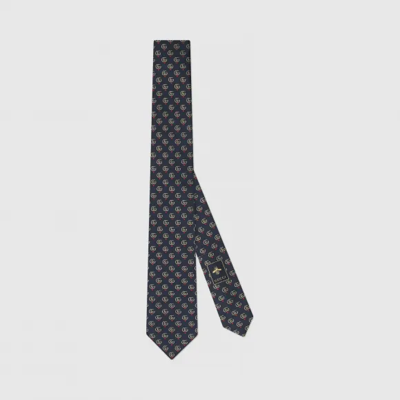 古驰/Gucci 饰双 G 和红心真丝领带 571789-4E002-4000