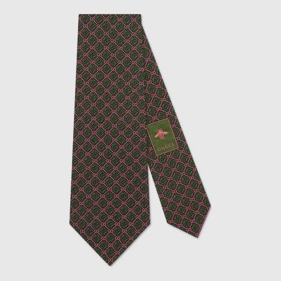 古驰/Gucci GG 和菱形图案真丝领带 571800 4E002 3172