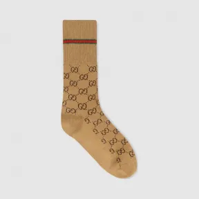 古驰/Gucci 饰织带GG棉袜 572266-4G056-9866