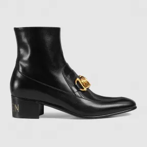 古驰/Gucci 男士皮革马衔扣链短靴 585857 D3V00 1000