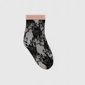 古驰/Gucci 花卉蕾丝短袜 592950 3G407 1000