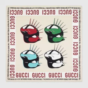 古驰/Gucci 面罩印花真丝方巾 595920 3G001 9288