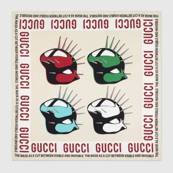 古驰/Gucci 面罩印花真丝方巾 595920 3G001 9288
