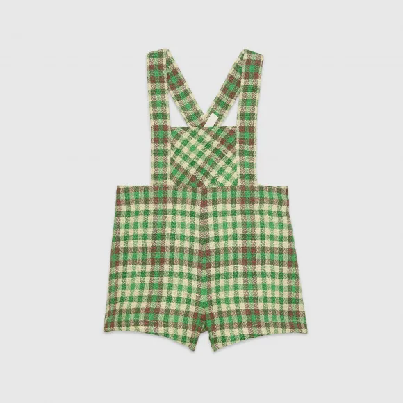 古驰/Gucci 婴儿苏格兰格纹亚麻背带裤  600322_XWAIO_3504