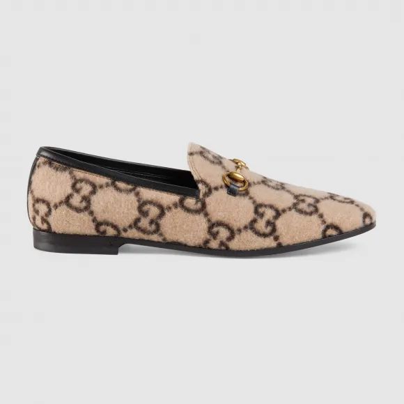 古驰/Gucci Jordaan系列女士GG羊毛乐福鞋 603724 G38N0 9774