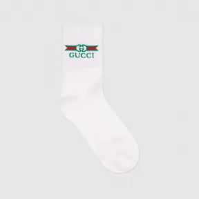 古驰/Gucci 饰Gucci标签细节棉袜 604038 4GA25 9200