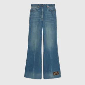 古驰/Gucci GUCCI标签牛仔裙摆阔腿裤 624217-XDCD9-4759