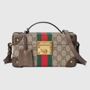 古驰/Gucci Padlock系列GG珠宝盒 米色和乌木色Supreme帆布  649582-UVFAT-8358
