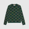古驰/Gucci 绿色和驼色GG羊毛提花针织衫 692900-XKCC5-3235
