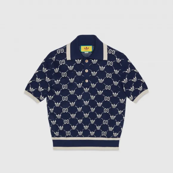 古驰/Gucci 阿迪达斯 x 古驰 GG Trefoil 拼接短袖Polo 衫 700473-XKCD0-4754