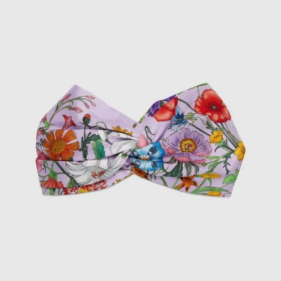 古驰/Gucci 紫色和彩色花卉印花真丝发带 716552-3G001-5800