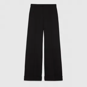 古驰/Gucci 纹理华达呢阔腿裤 721304-ZAHE0-1000 
