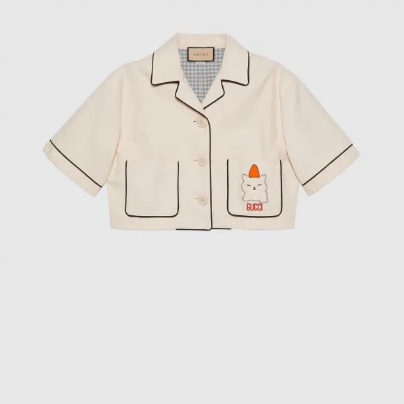 古驰/Gucci 配有动物贴片的油画布上装 737775-XDCFE-9101