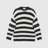 古驰/Gucci 象牙白色和蓝色条纹棉质针织衫 742803-XKDDO-9071