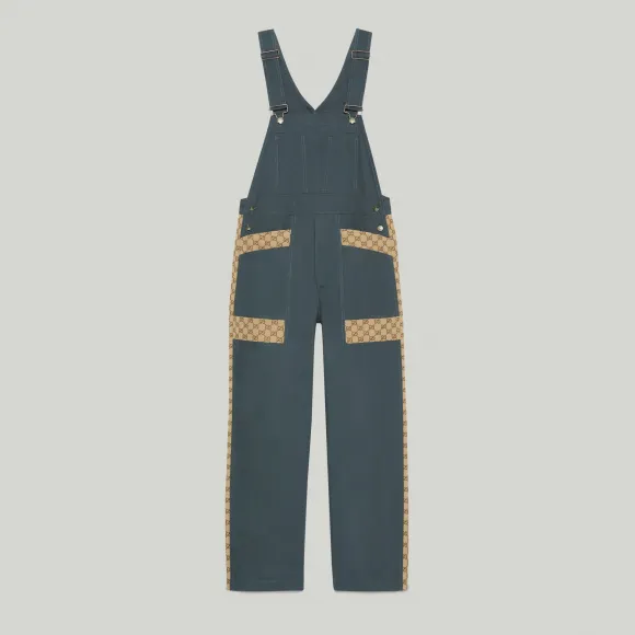 古驰/Gucci 带GG标志插入的棉布工装背带裙 742848-XDCEY-1168