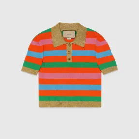 古驰/Gucci Viscose 混纺条纹Polo上装 743158-XKC8H-7548