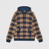 古驰/Gucci 米色和深蓝色GG棉质提花连帽针织衫 752097-XKDFK-2349
