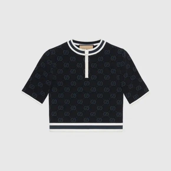 古驰/Gucci 黑色和深蓝色GG弹力提花针织衫 756991-XKDCR-1142