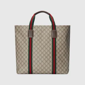 古驰/Gucci 米色和乌木色GG Supreme Tender帆布GG Tender中号托特包 763287-FACHL-8844