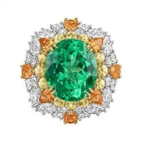 海瑞温斯顿/HarryWinston Winston Candy沙弗莱石戒指，搭配黄色蓝宝石、锰铝榴石和钻石 555308
