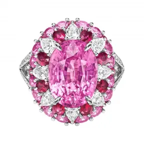 海瑞温斯顿/HarryWinston Winston Candy粉色蓝宝石戒指，搭配红宝石和钻石 555310