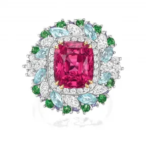 海瑞温斯顿/HarryWinston Winston Candy偏红色的粉色尖晶石戒指，搭配沙弗莱石、紫色蓝宝石、帕拉伊巴碧玺和钻石 661940