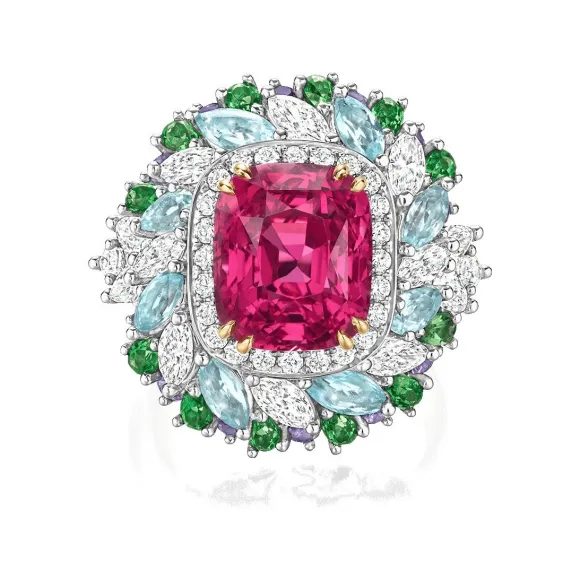 海瑞温斯顿/HarryWinston Winston Candy偏红色的粉色尖晶石戒指，搭配沙弗莱石、紫色蓝宝石、帕拉伊巴碧玺和钻石 661940