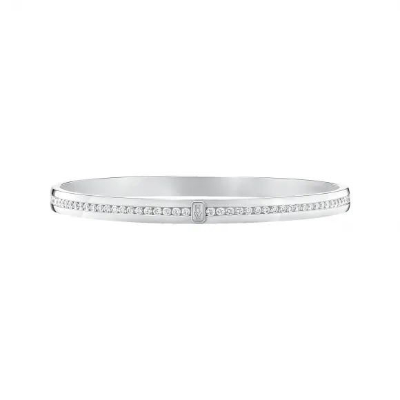 海瑞温斯顿/HarryWinston HW Logo白18K金钻石手镯 BADWRD1MHWL