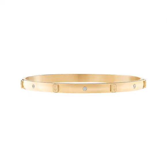 海瑞温斯顿/HarryWinston HW Logo黄18K金钻石手镯 BADYRD7MHWL