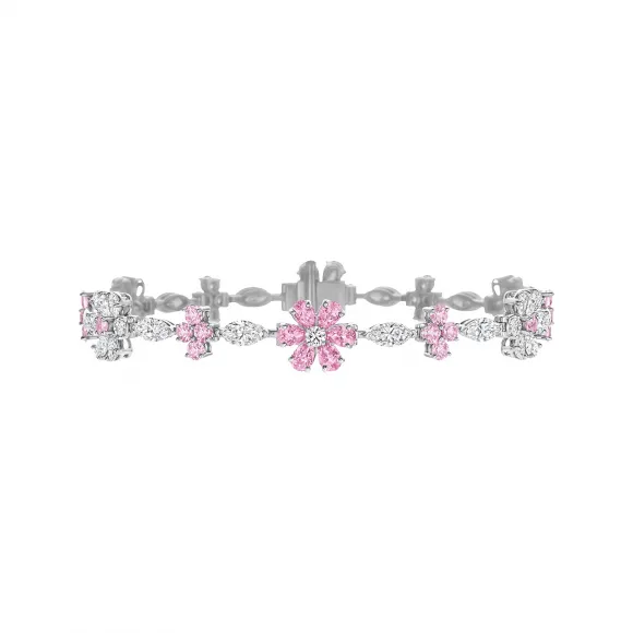 海瑞温斯顿/HarryWinston Forget-Me-Not粉色蓝宝石和钻石手链 BRPSPRFFLRFMN