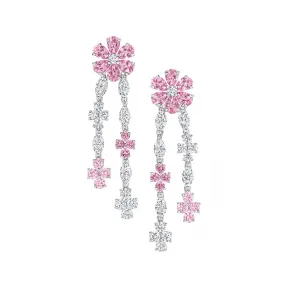 海瑞温斯顿/HarryWinston Forget-Me-Not粉色蓝宝石钻滴耳环 EAPSPDRFLRFMN