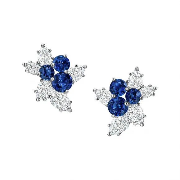 海瑞温斯顿/HarryWinston Berry Cluster蓝宝石和钻石耳环 EASPCLRFBER