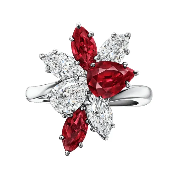 海瑞温斯顿/HarryWinston Winston Cluster红宝石和钻石戒指 FRRPCLPMWC