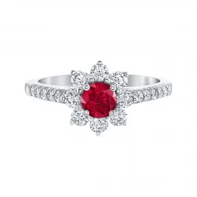 海瑞温斯顿/HarryWinston Sunflower Petite红宝石和钻石戒指 FRRPNAPETSF