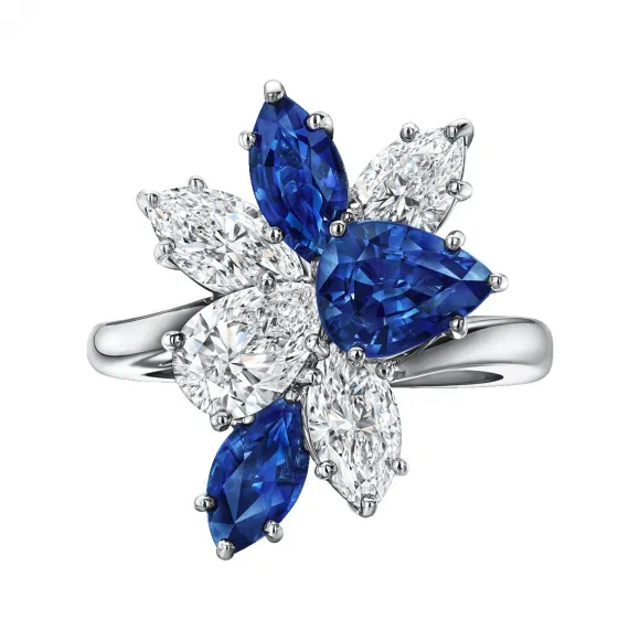 海瑞温斯顿/HarryWinston Winston Cluster蓝宝石和钻石戒指 FRSPCLPMWC