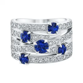 海瑞温斯顿/HarryWinston Crossover五圈蓝宝石和钻石戒指 FRSPDECRO