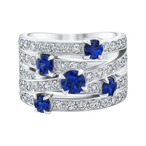 海瑞温斯顿/HarryWinston Crossover五圈蓝宝石和钻石戒指 FRSPDECRO