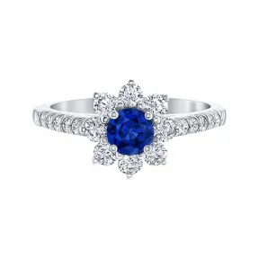 海瑞温斯顿/HarryWinston Sunflower Petite蓝宝石和钻石戒指 FRSPNAPETSF