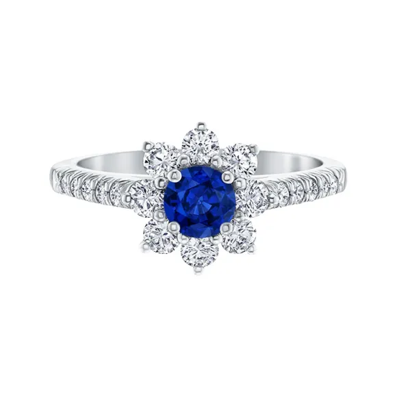 海瑞温斯顿/HarryWinston Sunflower Petite蓝宝石和钻石戒指 FRSPNAPETSF