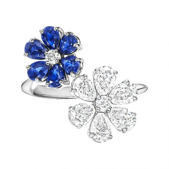 海瑞温斯顿/HarryWinston Forget-Me-Not 蓝⁠宝⁠石⁠和⁠钻⁠石⁠戒⁠指 FRSPTNFLFMN