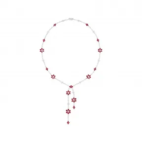 海瑞温斯顿/HarryWinston Forget-Me-Not系列红宝石和钻石Lariat项链 NKRPLTFLRFMN